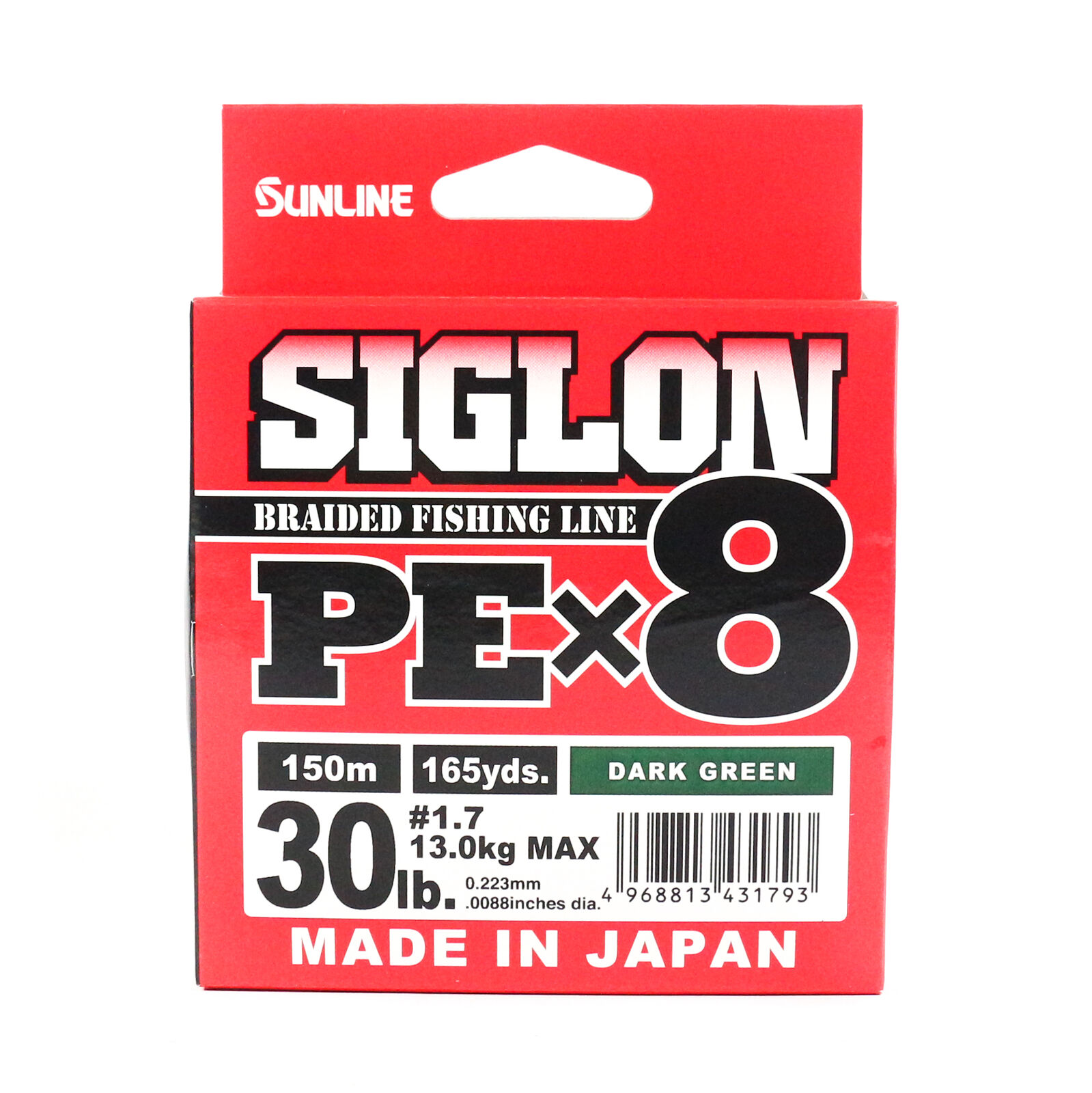 Sunline P.E Line X8 Siglon 150M P.E 1.7 30LB Dunkelgrün (1793)