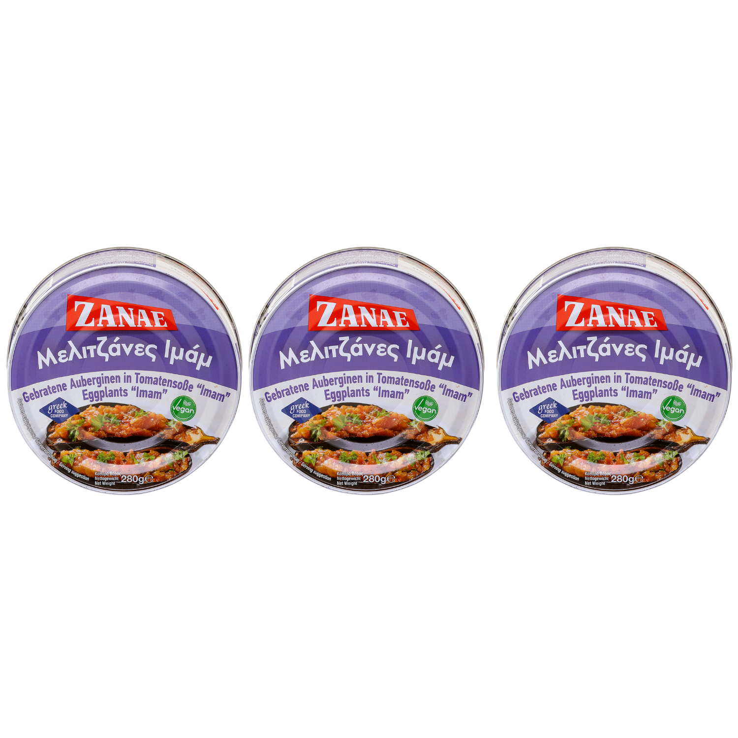 Zanae Auberginen in Tomatensauce 3x 280g Dose | Spezialität aus Griechenland