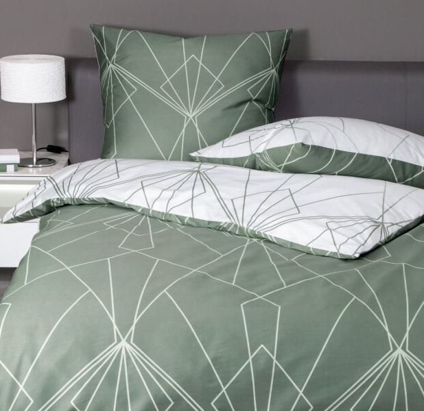 Janine Mako-Satin Bettwäsche JD 155x220 Salbeigrün Jade Kissenbezug Deckenbezug