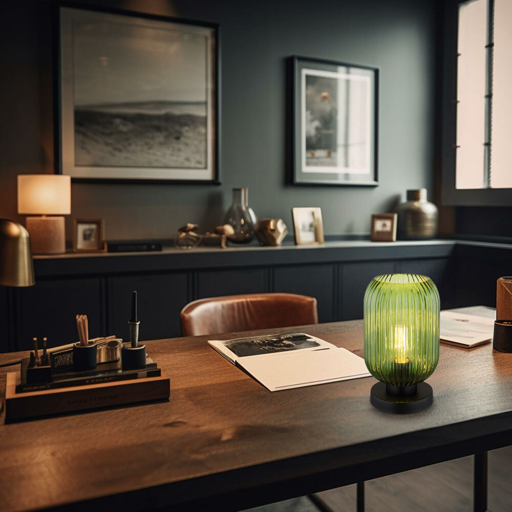 Tischleuchte Wohnzimmerleuchte Tischlampe Beistellleuchte grün Glas E27 H 24 cm