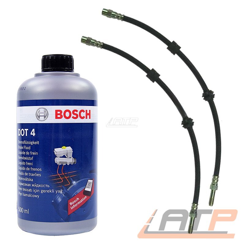 2x BREMSSCHLAUCH VORN+500ml BOSCH BREMSFLÜSSIKEIT DOT-4 FÜR SEAT CORDOBA INCA 6K