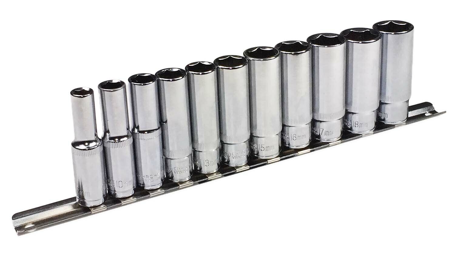Craft-Equip 11 tlg. 3/8" Sechskant Steckschlüsselsatz Langnüsse Langnuss Nüsse