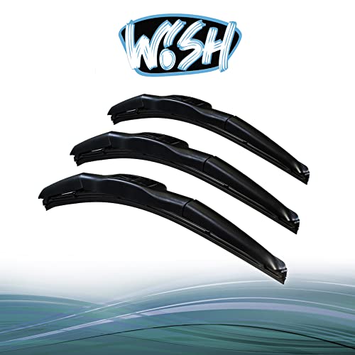 Wish® Hybrid Symbio Satz Front + Heck Scheibenwischer Länge: 24" 600Mm / 24" 600Mm / 16" 400Mm Wischblätter Vorne Hybrid-Scheibenwischer Hinten Hs24.2