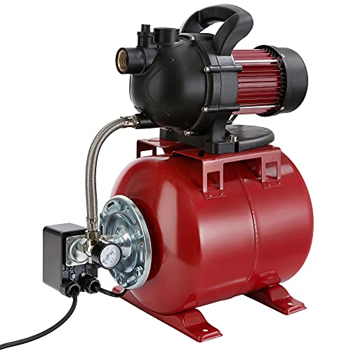 Arebos Hauswasserwerk / 1000 Watt/Fördermenge 3500 L/H/Förderhöhe 44 Meter / 19 L Tank/Gs Geprüft