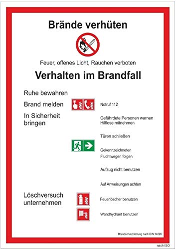 Brandschutzordnung Teil A Brände Verhüten Din 14096 Aushang Iso 7010 Aufkleber Made By Mbs-Signs In Germany