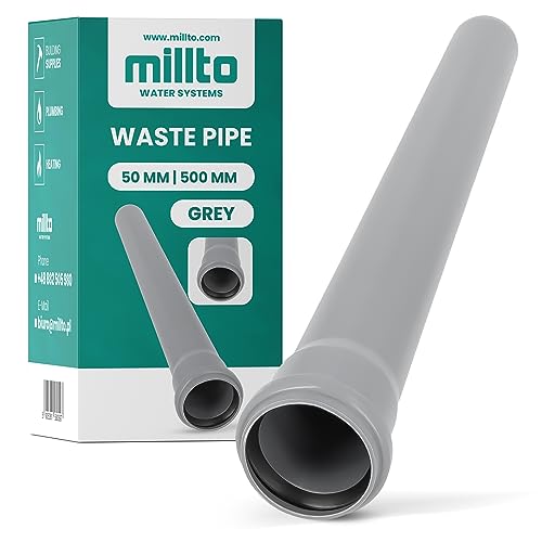 Millto™ Rohr Abwasserrohr Kanalisationsrohr 50 Mm X 500 Mm Grau Kanalrohr Abflussrohr Mit Gummidichtung Kanalrohrsystem Heißwasser Chemische Beständig