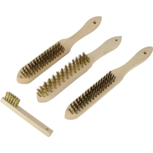 Brüder Mannesmann 41920 Drahtbürste Stahl, Messing, 4-Teilig, 1 Set