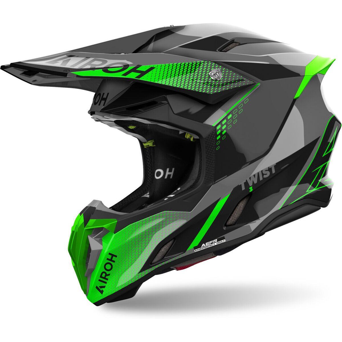 Airoh Twist 3 Shard Motocross Hjälm S Svart Grå Grön