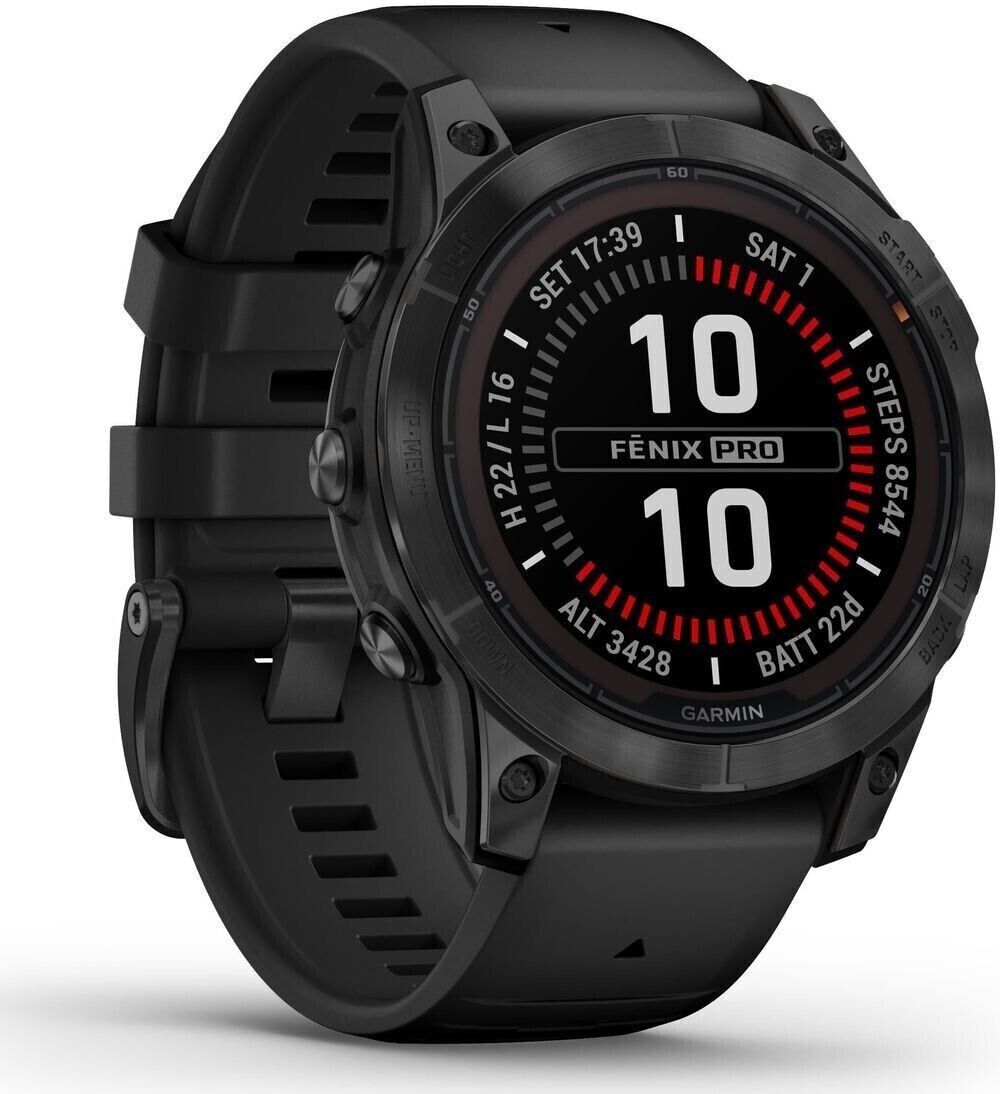 Garmin Fenix 7 Pro Solar 47mm Edelstahlgehäuse-Grauton mit Silikonarmband