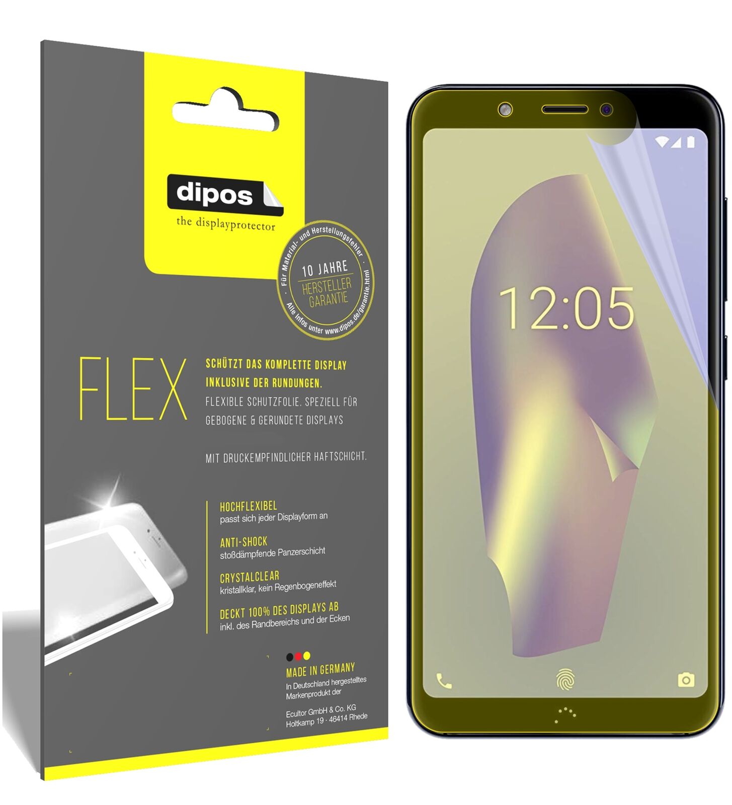 3x BQ Aquaris C Schutzfolie Folie, 100% Displayabdeckung, dipos Flex