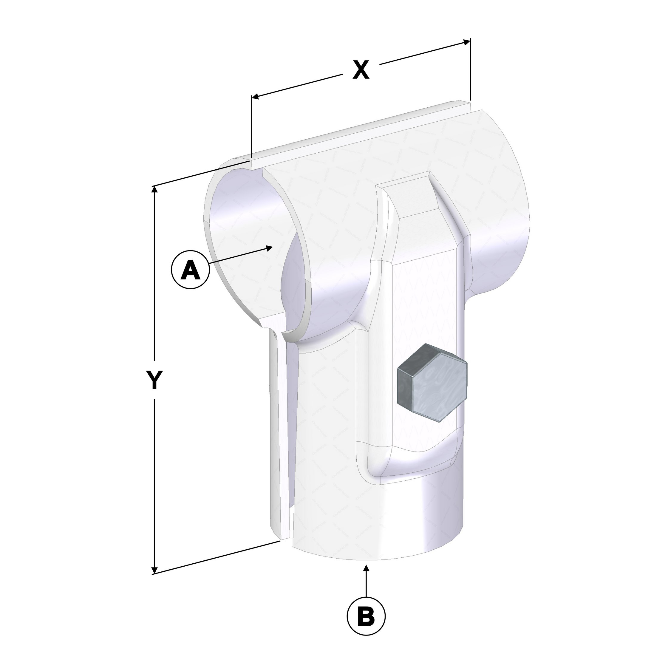 T-Schelle geteilt, A 2 1/2" (76,1 mm) x B 1 1/2" (48,3 mm)
