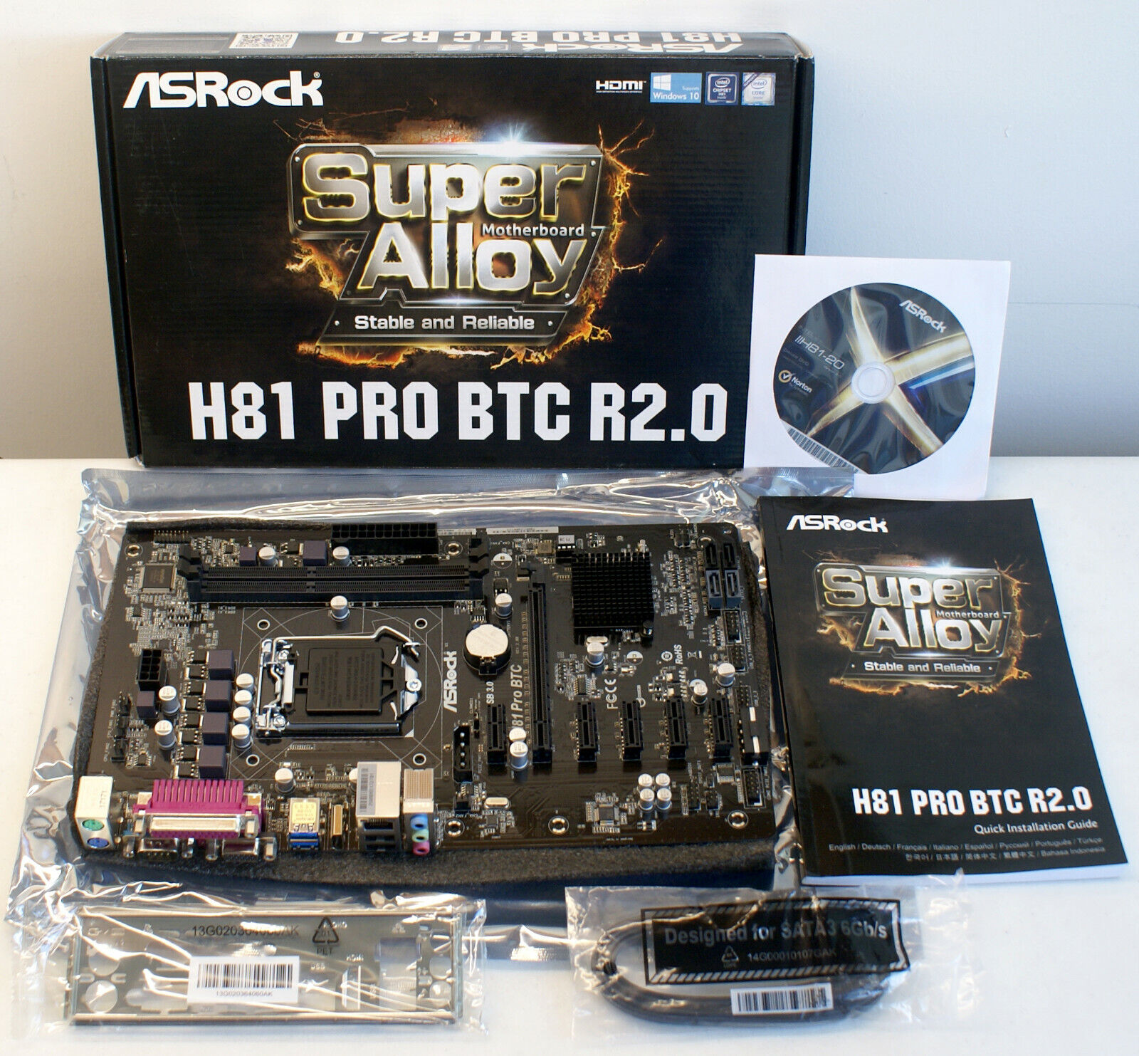 New ASRock H81 Pro BTC R2.0 Mainboard Intel LGA 1150 6 PCIe Mining Motherboard