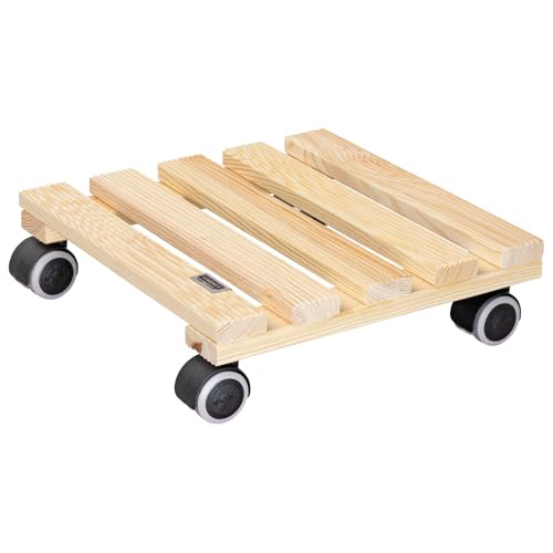 Wagner Pflanzenroller Paletti 29 X 29 X 8 Cm I Pflanzenroller Für Innenbereich I Blumenroller Aus Fsc®-Zertifiziertem Massivholz, Natur I Kübelroller