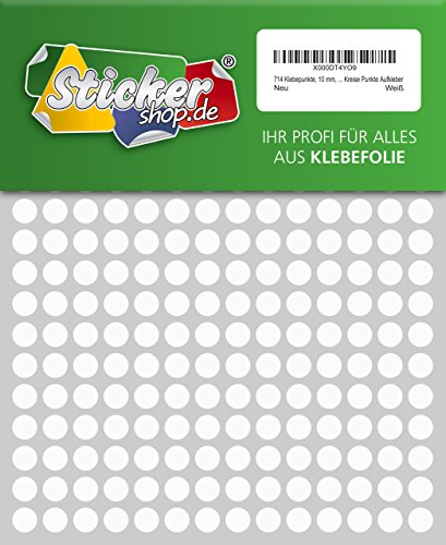 714 Klebepunkte, 10 Mm, Weiß, Aus Pvc Folie, Wetterfest, Markierungspunkte Kreise Punkte Aufkleber